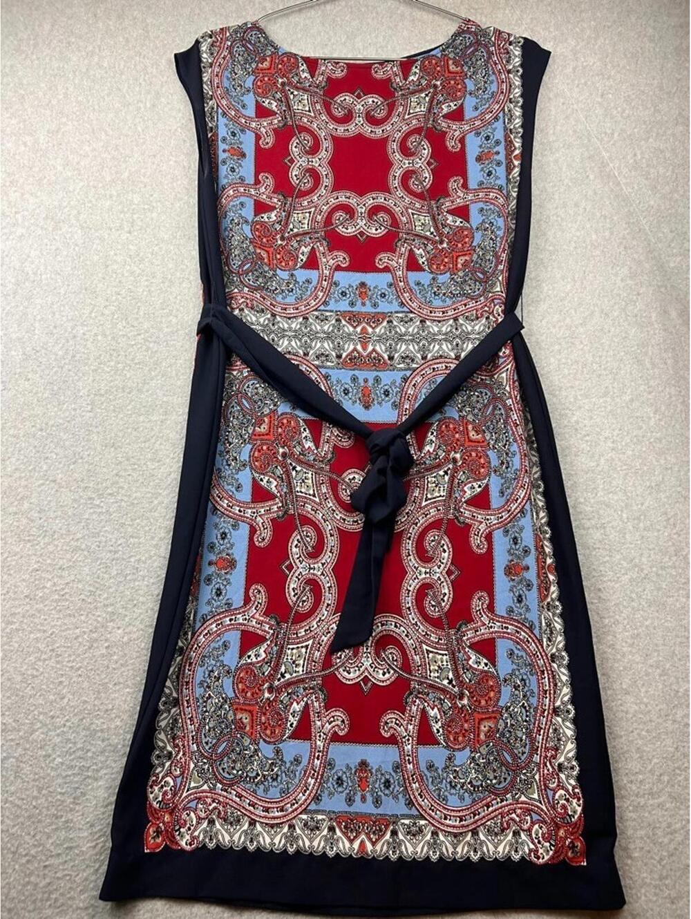 Talbots Shift Dress Womens Petite Size P Scarf Print Chiffon Classy Chic Office